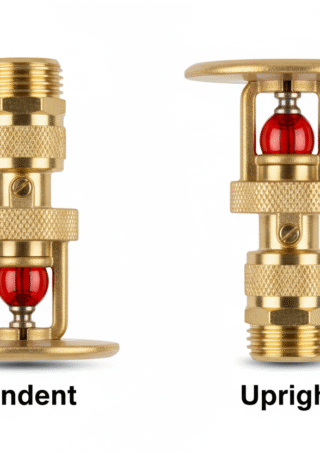 Side by side comparison of Hengdun Pendent and Upright fire sprinkler heads